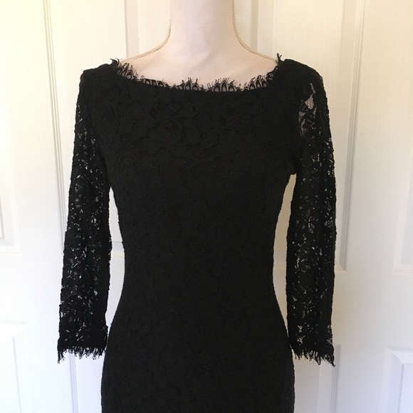 Diane Von Furstenberg Zarita lace dress in black Sz 4 - Picture 4 of 8